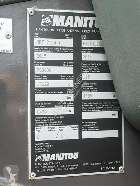 رافعة شوكية تلسكوبية Manitou MRT2150+ plus...