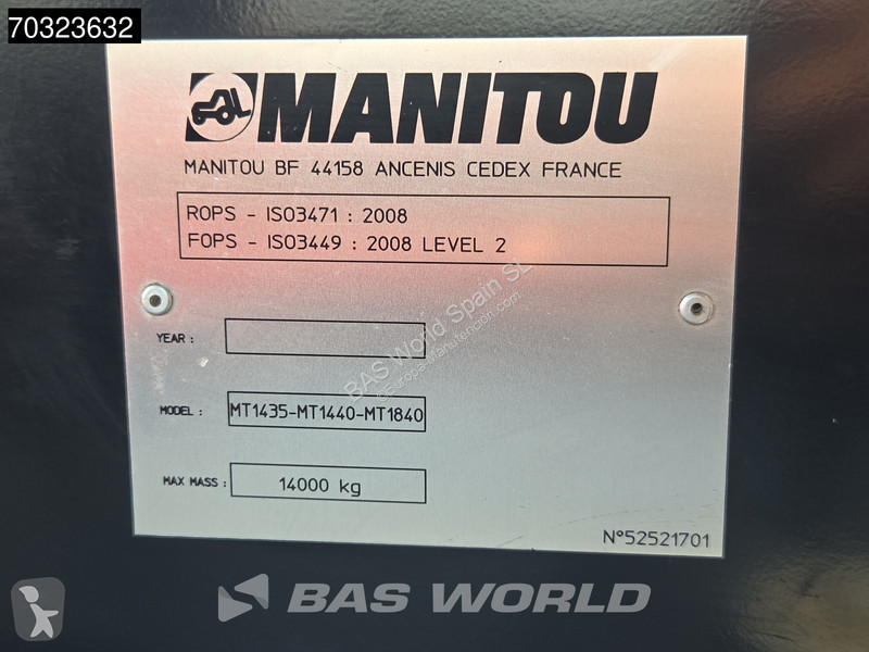 رافعة شوكية تلسكوبية Manitou MT1440 A/C - Sway