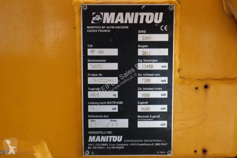 Chariot télescopique Manitou MRT1840 Diesel,...