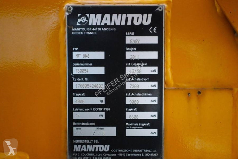 Chariot télescopique Manitou MRT1840 Diesel,...