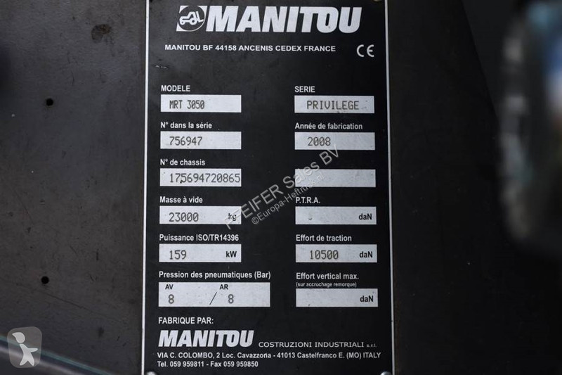 Chariot télescopique Manitou MRT3050 Diesel,...