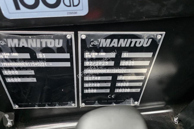 رافعة شوكية تلسكوبية Manitou 100D ST5 S1 Valid...