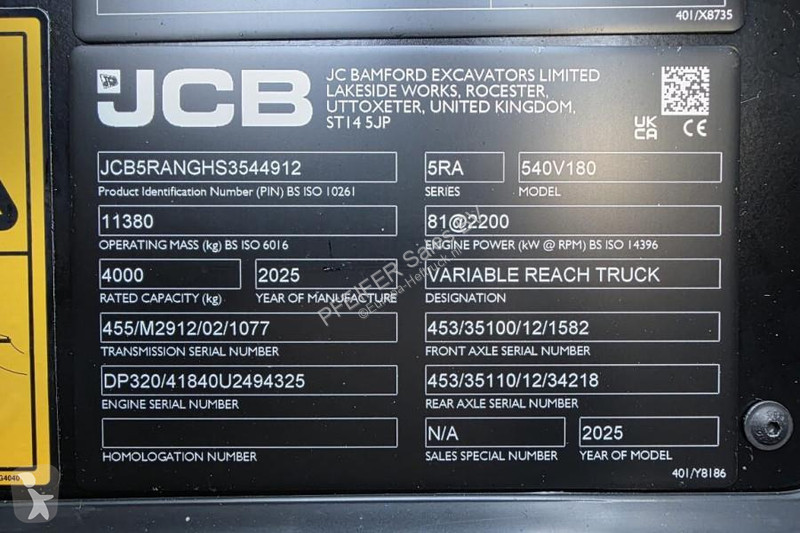 Verreiker JCB 540V180 Valid inspection,...
