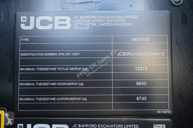 Verreiker JCB 540V180 Valid inspection,...