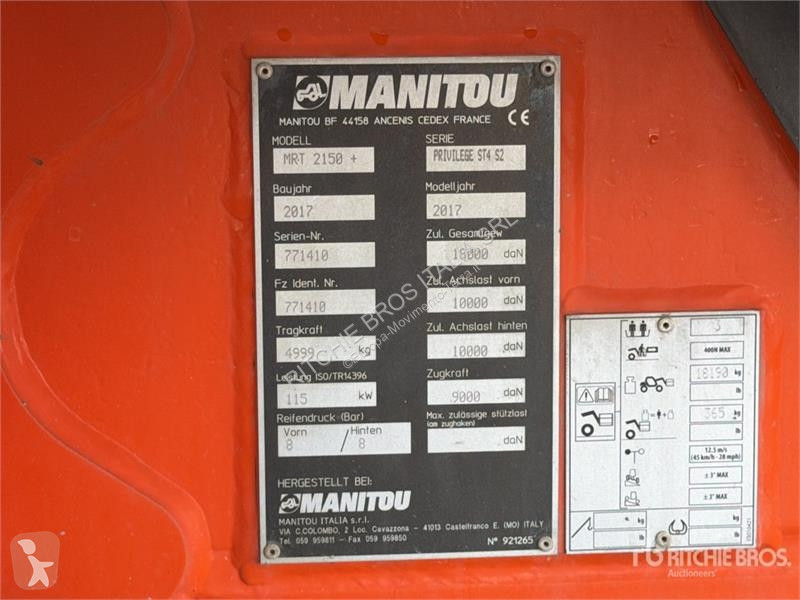 رافعة شوكية تلسكوبية Manitou MRT2150 Privilege+
