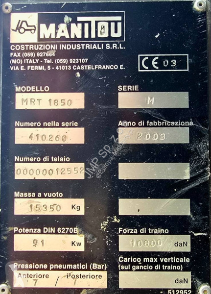 Încărcător telescopic Manitou MRT 1850 M