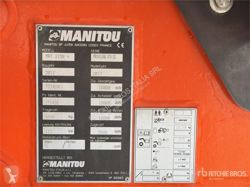 رافعة شوكية تلسكوبية Manitou MRT2150 Privilege+