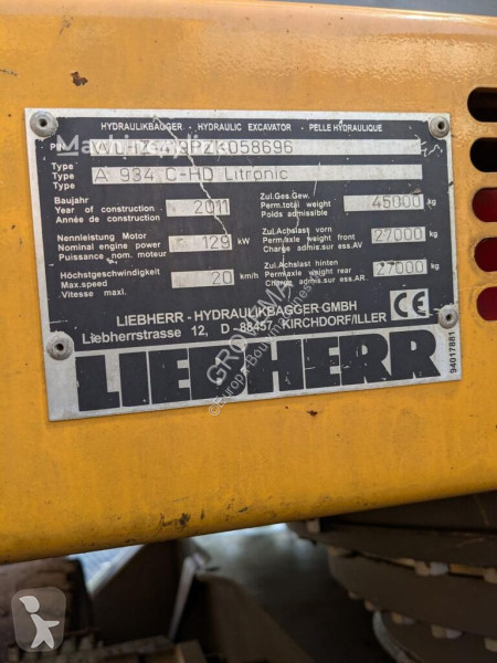 Vybavenie stavebného stroja Liebherr