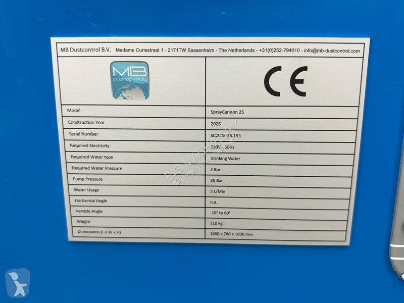 Vybavenie stavebného stroja  Spraycannon 25