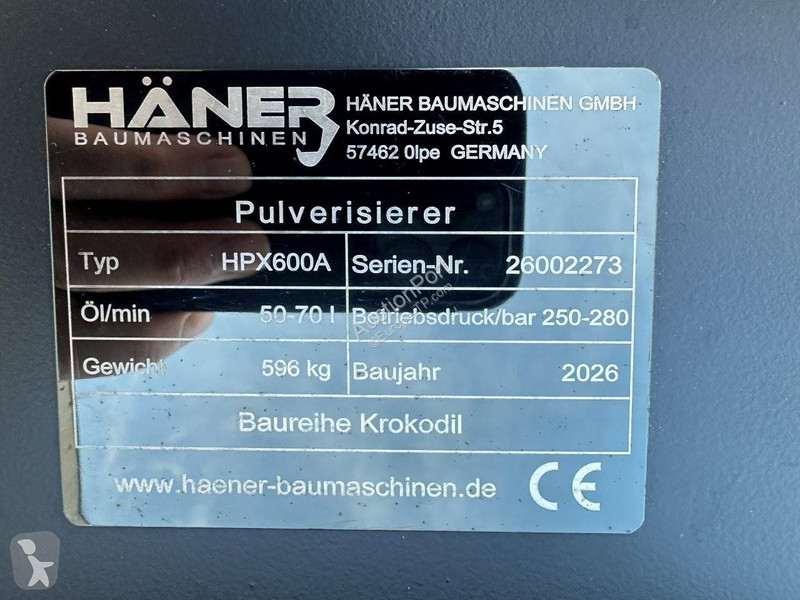 Aanbouwstukken voor bouwmachines  HPX600a
