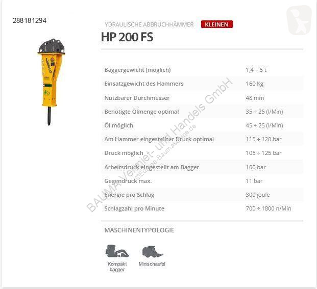 Equipamientos maquinaria OP Indeco HP 200 FS