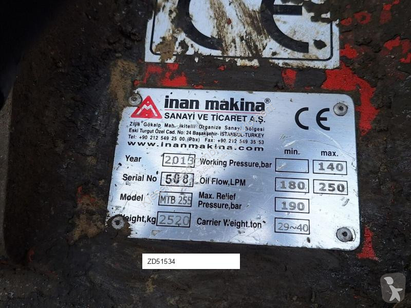 Vybavenie stavebného stroja  Inan Makina MTB255