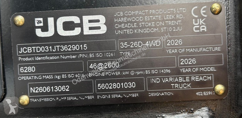 Vybavenie stavebného stroja JCB  TLT35-26D 4x4