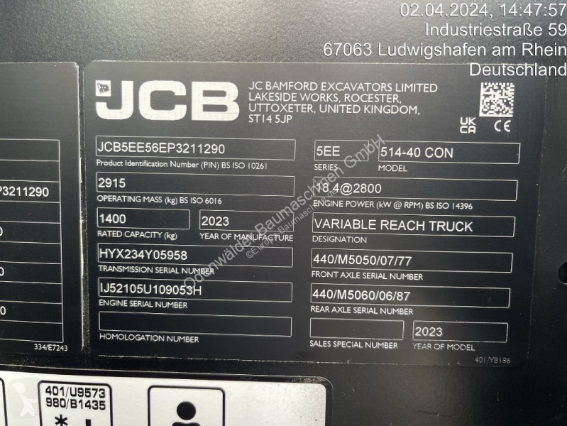 Vybavenie stavebného stroja JCB  514-40 CON