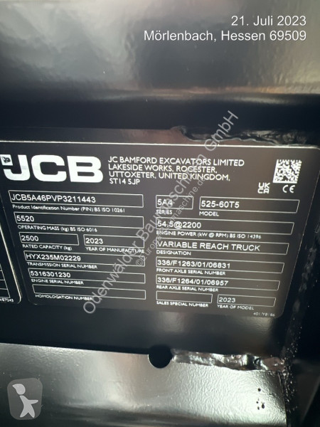 Vybavenie stavebného stroja JCB  525-60