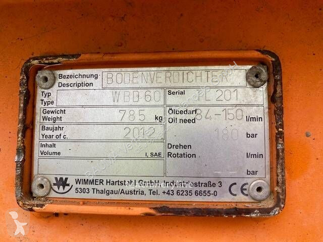 Udstyr til anlægsarbejder Wimmer WBD 60...