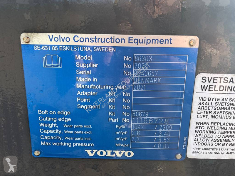 Equipamientos maquinaria OP Volvo H Bucket