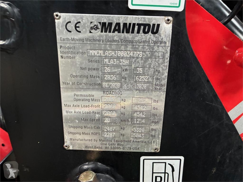 Vybavenie stavebného stroja Manitou MLA3-35H