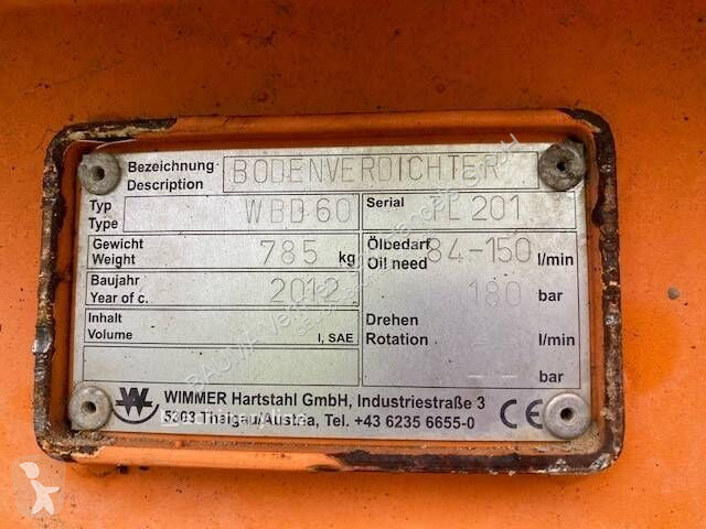 Aanbouwstukken voor bouwmachines Wimmer WBD 60...