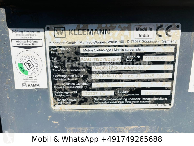 تفتيت، إعادة التدوير Kleemann Kleemann MSC 702i...