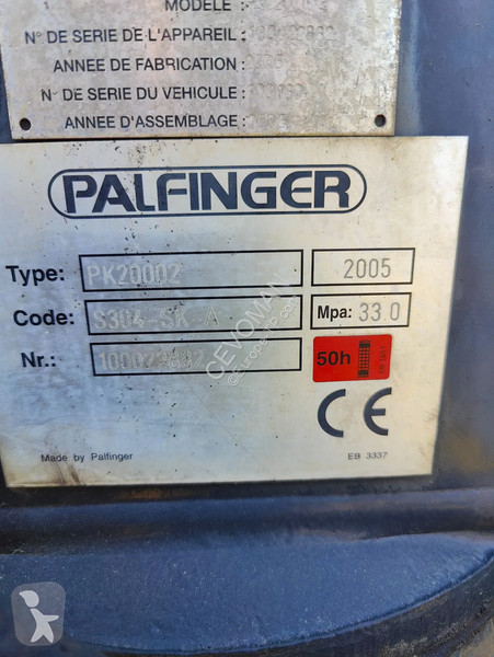 Udstyr til anlægsarbejder Palfinger Year 2005...