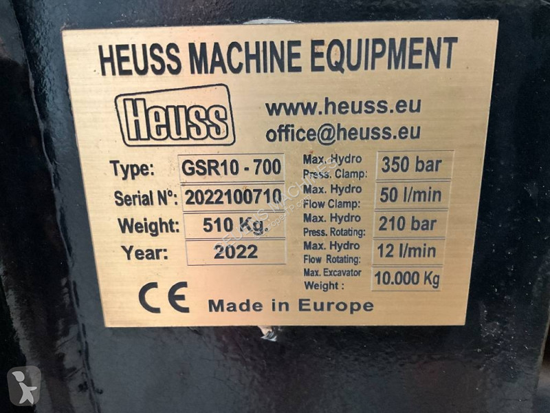 Aanbouwstukken voor bouwmachines  Heuss gsr 10-700
