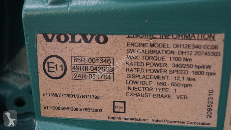 Equipamientos maquinaria OP Volvo DH12E380...
