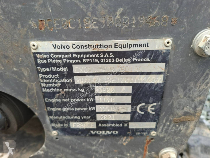 Vybavenie stavebného stroja Volvo EC18E