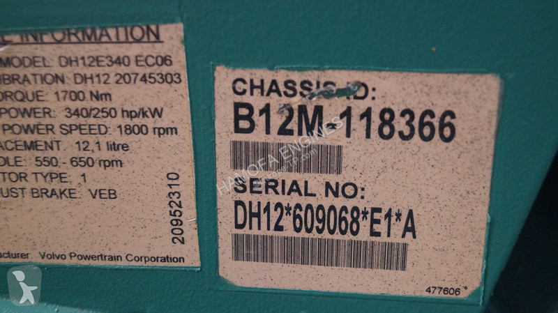 Equipamientos maquinaria OP Volvo DH12E380...