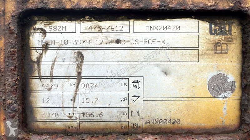 Vybavenie stavebného stroja Caterpillar 980M